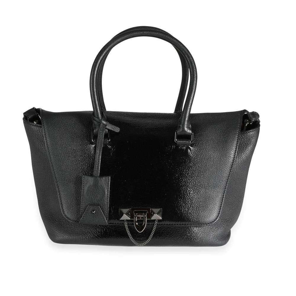 Valentino Black Calfskin & Patent Ombré Demilune Double Handle Satchel